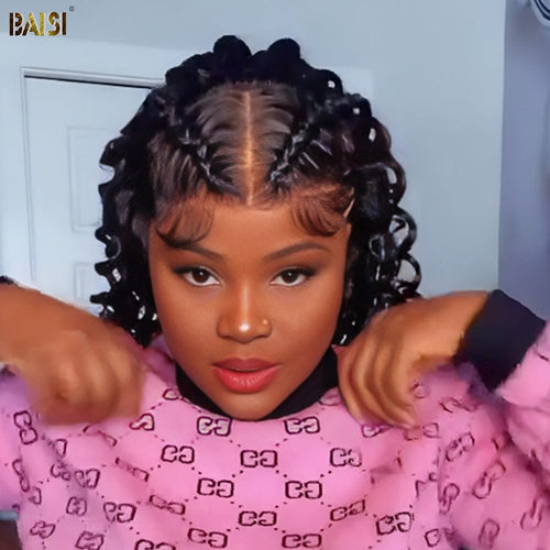 BAISI HAIR Frontal Lace Wig BAISI Cute Curl With Braid Lace Wig