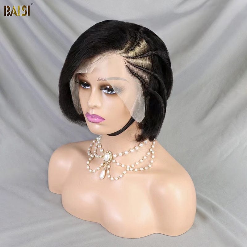 hairbs $100 wig BAISI Short Grey Glueless BoB Wig