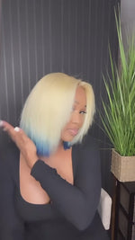 Baisi T Part Blond With Blue Color BoB  Lace Wig