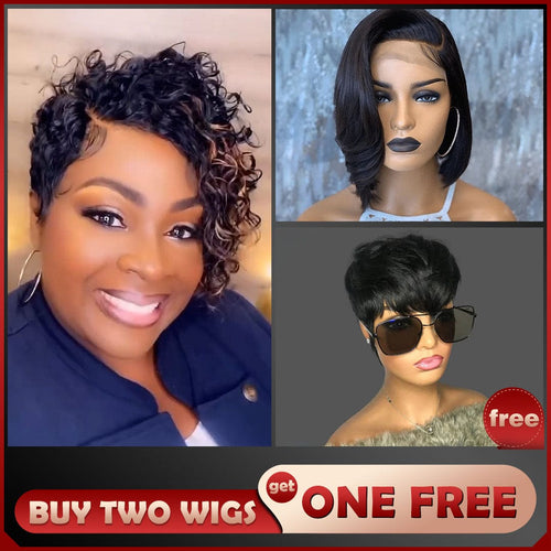 Wholesale Baisi 1  Curly Highlight Wig+1 Straight BoB Wig+1 Free Wig=$199