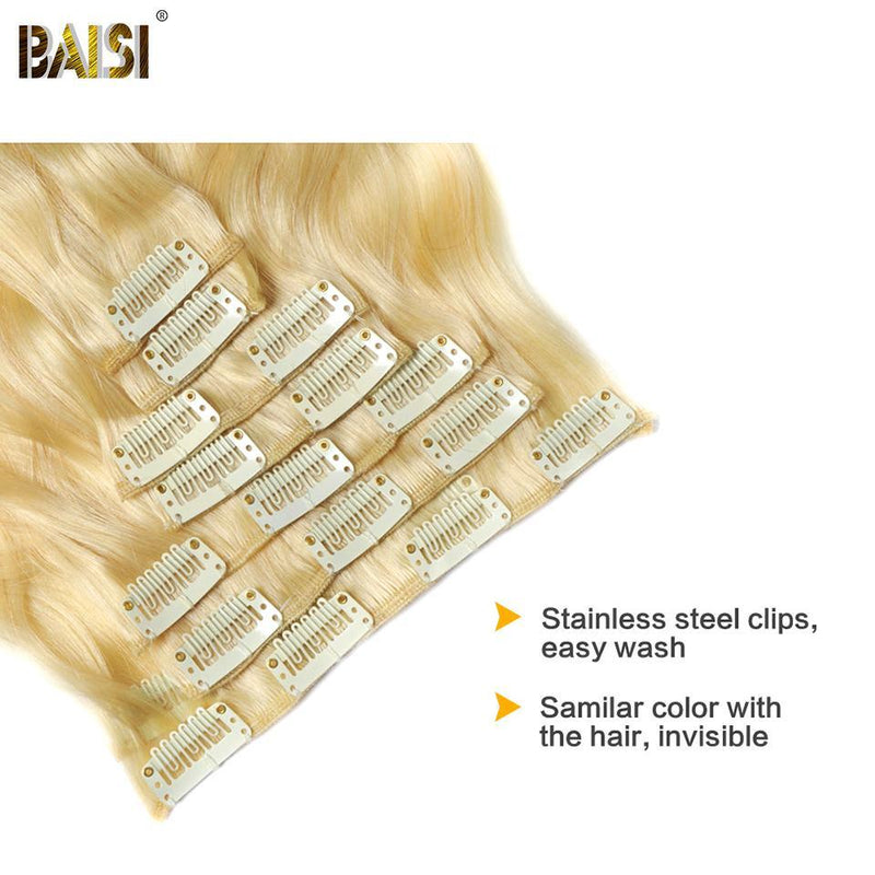 BAISI Body Wave Clip Ins Hair Extensions Blonde - BAISI HAIR