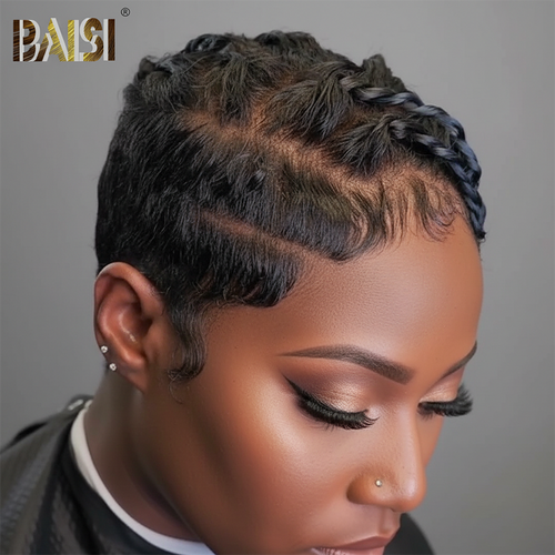 Baisi-13x6lacetopperhair-blackwithbluehighlightcolor-100_humanhair-for black women-braided hair-lace topper