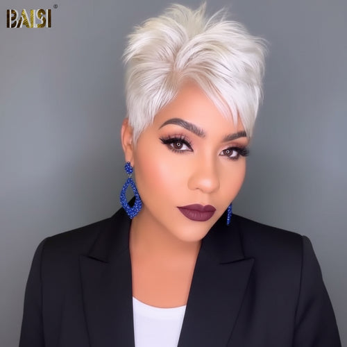 Baisi-4X4_Lace_pixie_short_cut_wig-White_color-100_human_hair-for black women-color wig-pixie wig-short hair