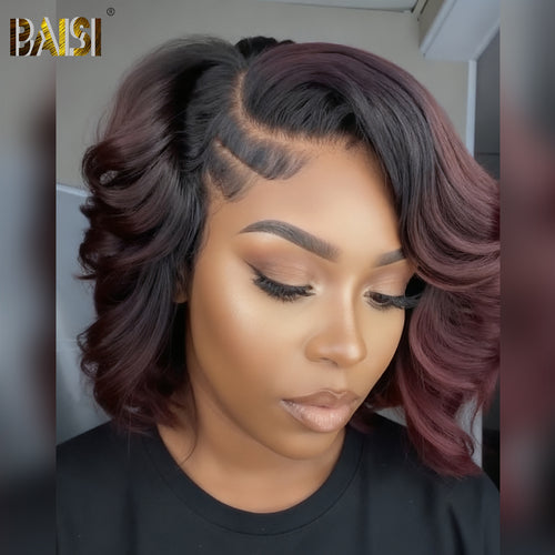 Baisi-5X5_Lace_side_part_bob_wig-1b99J_color-100_human_hair-for black women-bob wig-short hair
