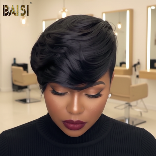 Baisi-6X7_Topper_hair-Black_color-100_human_hair-for black women-topper unit-clips in-straight hair