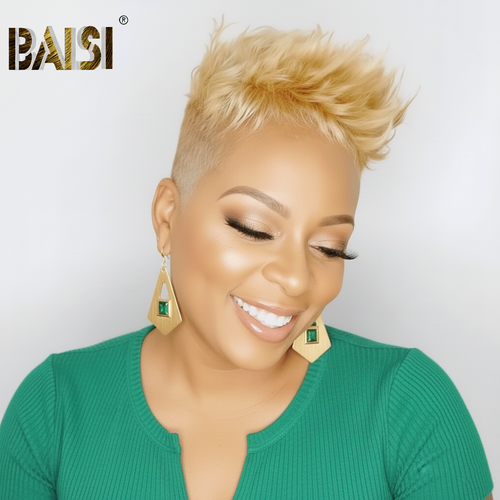 Baisi-6X7_topper_glueless_unit-Golden_color-100_human_hair-for black women-color hair-short hair-clips in hair