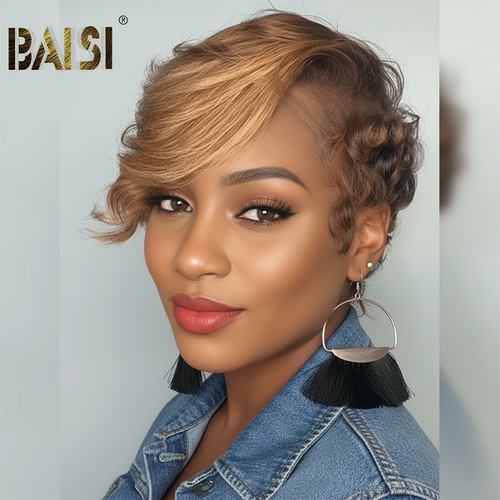 Baisi-Full_lace_short_pixie_cut_wig-honey_brown_color-100_human_hair-for black women-color wig-short hair
