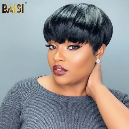 Baisi-Machine_made_6X7_glueless_topper_unit-Black_color-100_human_hair-for black women-glueless hair-clips in-natura hair