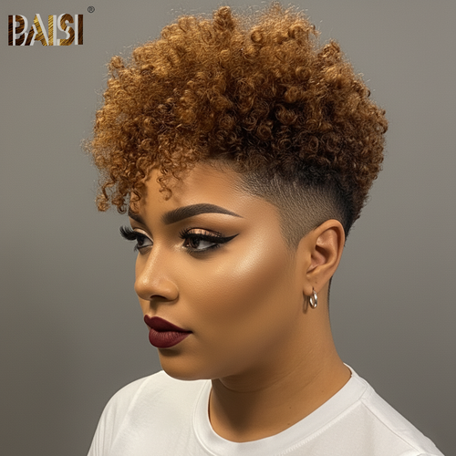 Baisi-Machine_made_glueless_topper_unit-Brown_color-100_human_hair-for black women-brown color-clip ins-front side