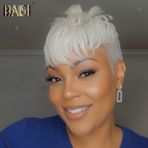 Baisi-Machinemadetopperunitgluelesshair-whitecolor-100_humanhair-for black women-glueless hair-color hair-short hair