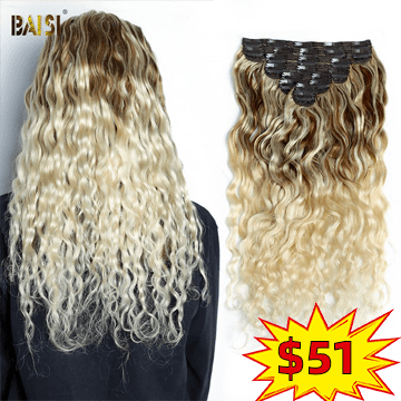 amazon flash deal BAISI Flash Deal Wavy Clip Ins Hair Extensions F/T6/613# Color