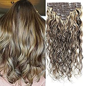 amazon flash deal BAISI Flash Deal Wavy Clip Ins Hair Extensions F1B/27# Color