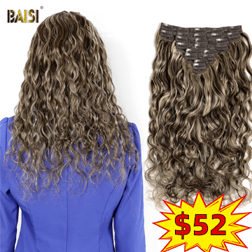 amazon Flash Deal BAISI Flash Deal Wavy Clip Ins Hair Extensions F4/27# Color