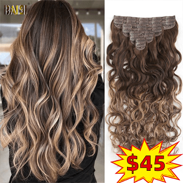 amazon flash deal BAISI Flash Deal Wavy Clip Ins Hair Extensions F4/4/27# Color