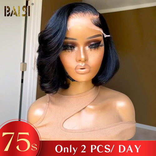 Baisi_Clearance_Sale flash deal BAISI Fahion Side Part Wavy BoB Wig