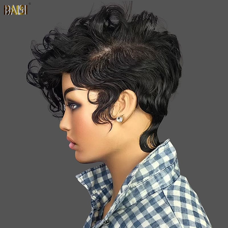 BAISI HAIR $100 wig BAISI Natural Black Pixie Cut Hair Wig