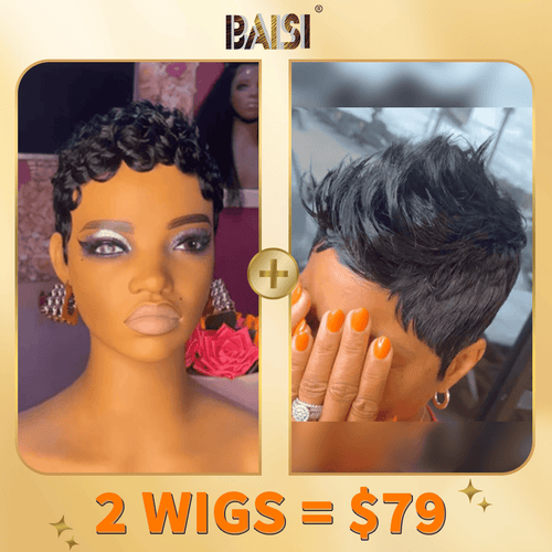 BAISI HAIR 2WIGS Baisi 1 Finger Wave Wig+1 Pixie Short Cut Wig = $79
