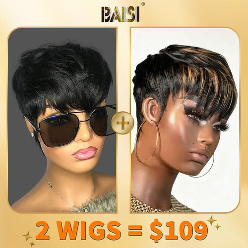 BAISI HAIR 2WIGS Baisi 1 Pixie Short Cut Wig+1 Highlight Pixie Short Cut Wig = $109