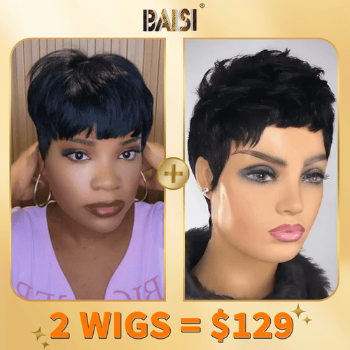 BAISI HAIR 2WIGS Baisi 1 Straight Quick Wig+1 Pixie Short Cut Wig= $129