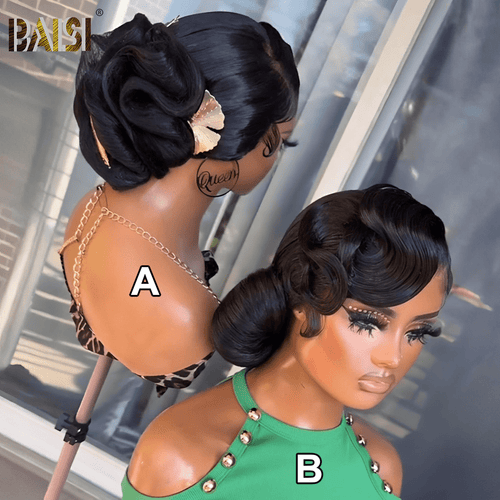 BAISI HAIR Frontal Lace Wig BAISI Already Styled Updo Ponytail Style Lace Wig For Wedding