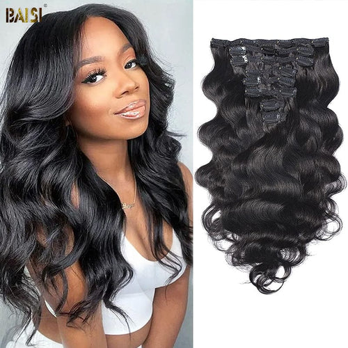 BAISI HAIR Hair Extensions BAISI Body Wave Clip Ins Hair Extensions 8Pcs And 120g/Set