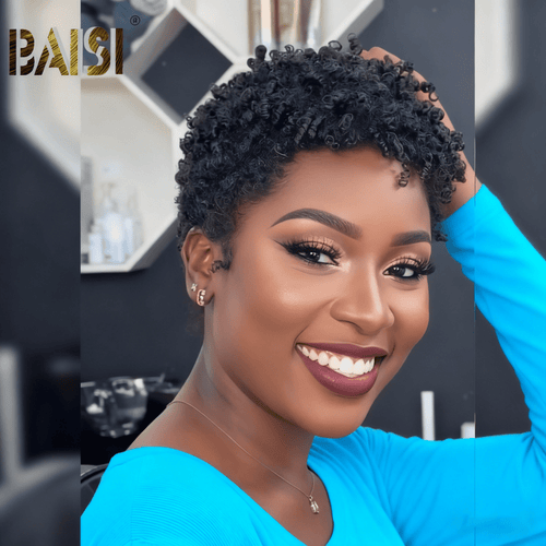 BAISI HAIR Pixie Cut Wig Baisi 13X4 Lace Fashion Short Afro Curly Wig