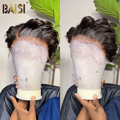 BAISI HAIR Pixie Cut Wig BAISI 13X4 Lace Pixie Short Cut Natural Black For Black Women