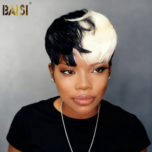 BAISI HAIR Pixie Cut Wig BAISI 1b/613 Machine Made Short Cut Wig