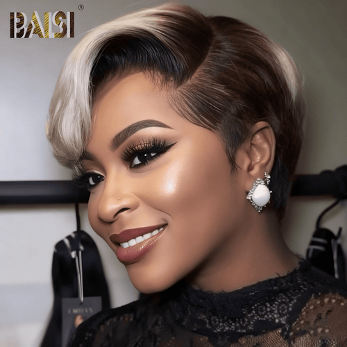 BAISI HAIR Pixie Cut Wig BAISI #4/Light Grey Special Style Pixie Lace Wig