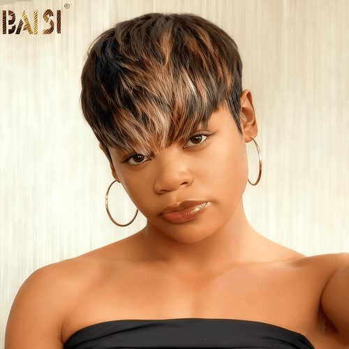BAISI HAIR Pixie Cut Wig BAISI Cute Machine Made Highlight Wig