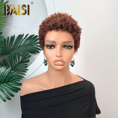 BAISI HAIR Pixie Cut Wig Baisi Fashion Brown Short Curly Wig