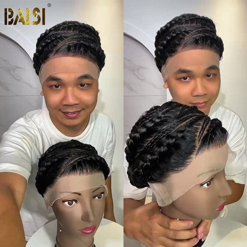 BAISI HAIR Pixie Cut Wig BAISI Full Lace Bleached Knoted Braided Wig