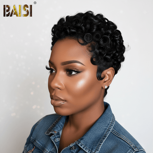 BAISI HAIR Pixie Cut Wig BAISI Full Lace Finger Wave Light Wig