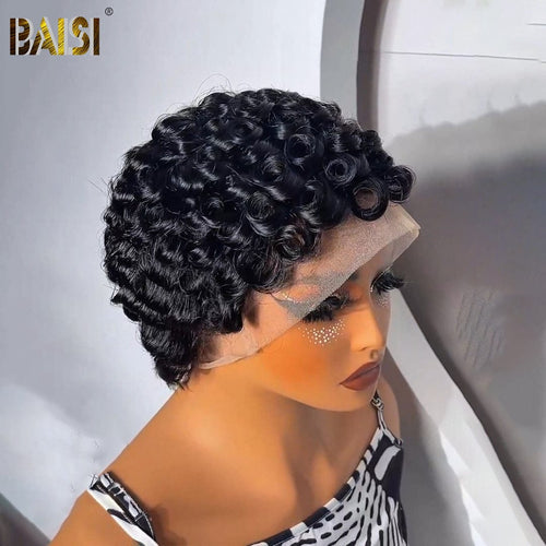 BAISI HAIR Pixie Cut Wig BAISI Full Lace Finger Wave Short Wig For Black women