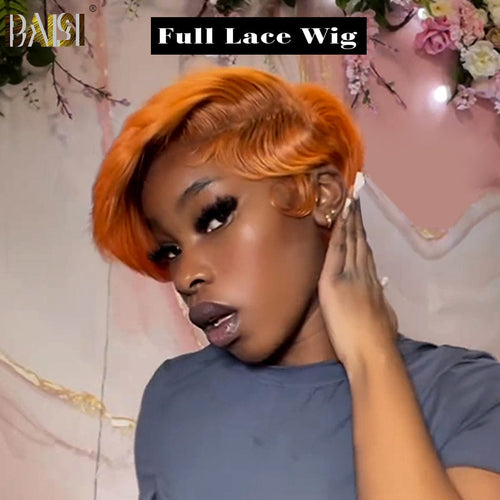 BAISI HAIR Pixie Cut Wig BAISI Ginger Short Style Full Lace Wig
