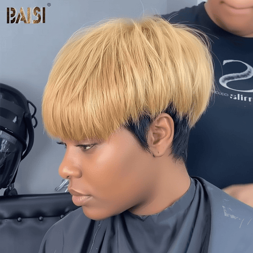 BAISI HAIR Pixie Cut Wig BAISI Machine Made 1B/27# Short Wig