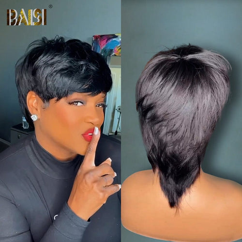 BAISI HAIR Pixie Cut Wig BAISI Partial Topper Mullet Wig