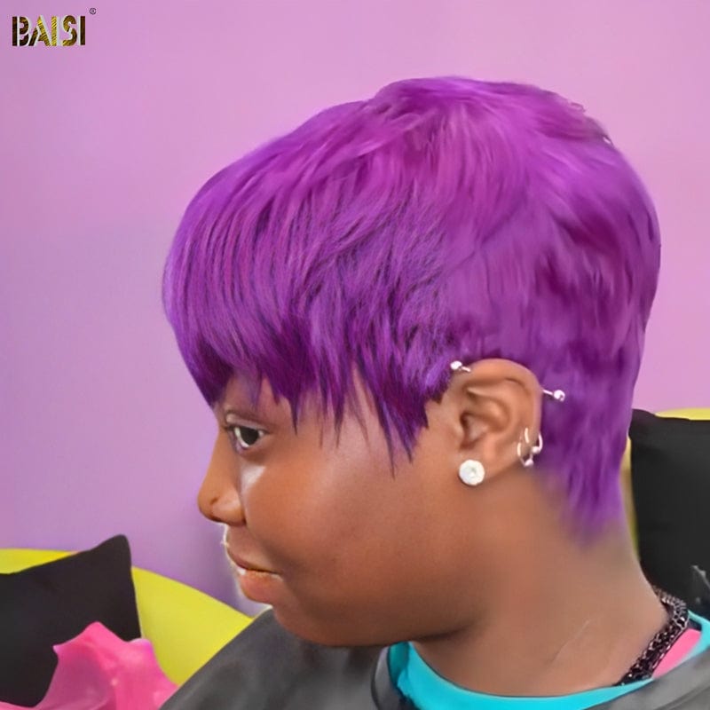 BAISI HAIR Pixie Cut Wig BAISI Purple Machine Made Short Cut Wig