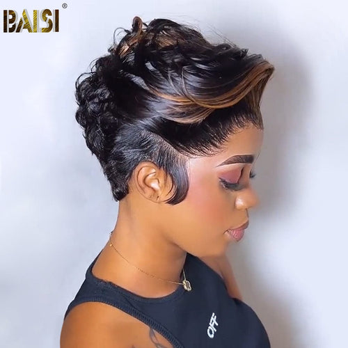 BAISI HAIR Pixie Cut Wig BAISI Pxie Full Lace Wig With Highlight