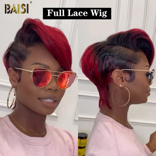 BAISI HAIR Pixie Cut Wig BAISI Red Full Lace Pixie Cut Wig