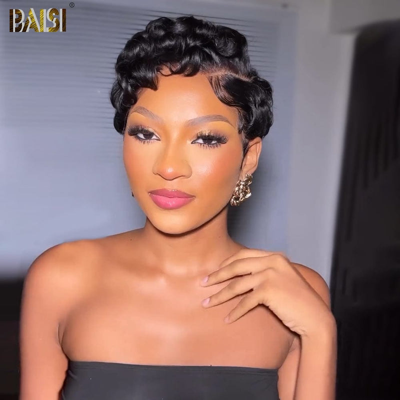 BAISI HAIR Pixie Cut Wig BAISI Sexy Finger Wave Lace Wig