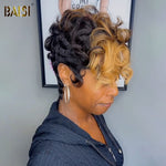 BAISI HAIR Pixie Cut Wig BAISI Sexy Finger Wave With Honey Blonde Pixie Lace Wig