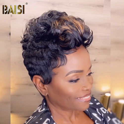 BAISI HAIR Pixie Cut Wig BAISI Sexy Highlight Finger Wave Pixie Lace Wig