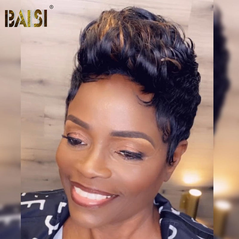 BAISI HAIR Pixie Cut Wig BAISI Sexy Highlight Finger Wave Pixie Lace Wig