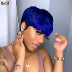 BAISI HAIR Pixie Cut Wig BAISI Shining Blue Machine Made Short Cut Wig