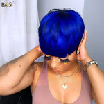 BAISI HAIR Pixie Cut Wig BAISI Shining Blue Machine Made Short Cut Wig