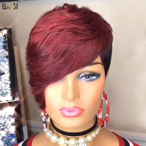 BAISI HAIR Pixie Cut Wig BAISI Shining Red Machine Made Short Cut Wig
