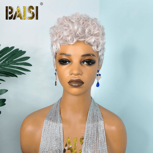 BAISI HAIR Pixie Cut Wig BAISI Silver Grey Quick Weave Short Cut Wig
