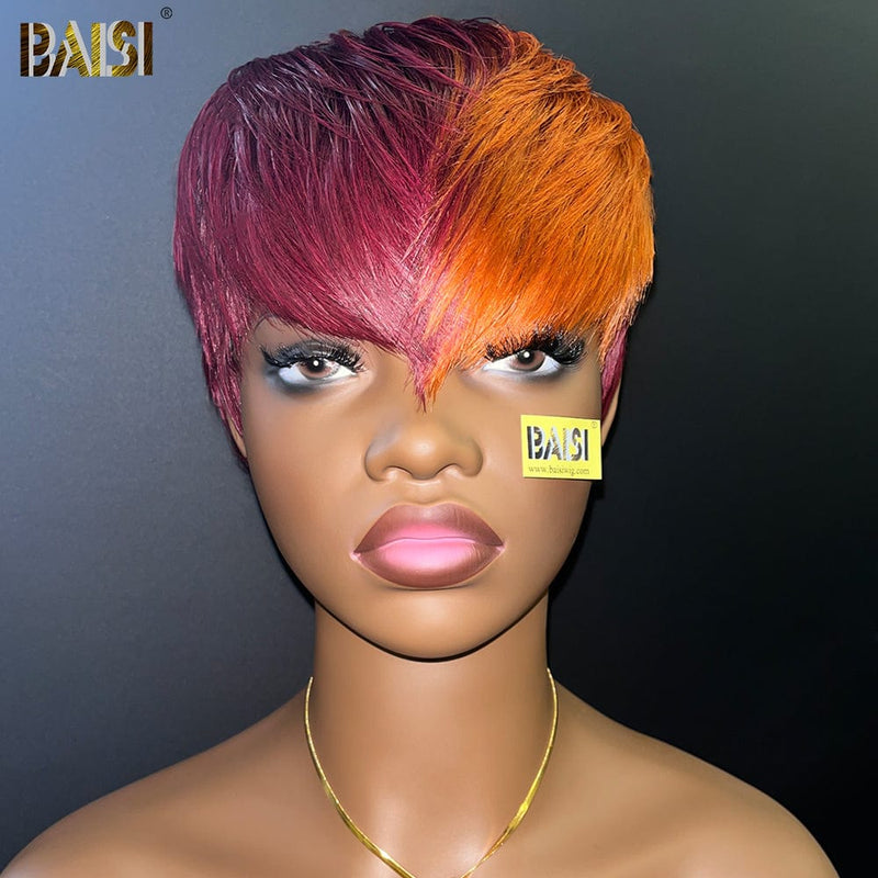 BAISI HAIR Pixie Cut Wig BAISI Wine With Ginger Short Cut Wig
