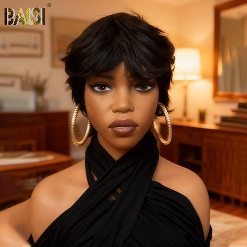 BANG WIG sexy wig with bang Baisi Machine Made Straight With Cute Cut Band Wig